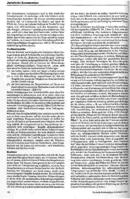 Vorschauseite 2: Grenzen ärztlicher Behandlungspflicht bei schwerstgeschädigten Neugeborenen