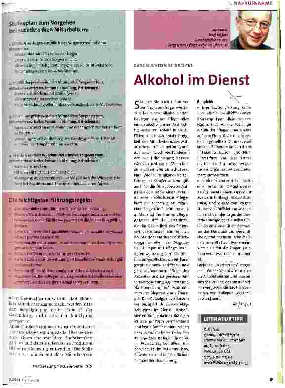 Vorschauseite 1: Alkohol im Dienst