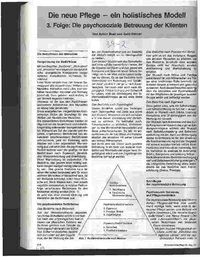 Vorschauseite 1: Die neue Pflege - ein holistisches Modell 3. Folge: Die psychosoziale Betreuung der Klienten