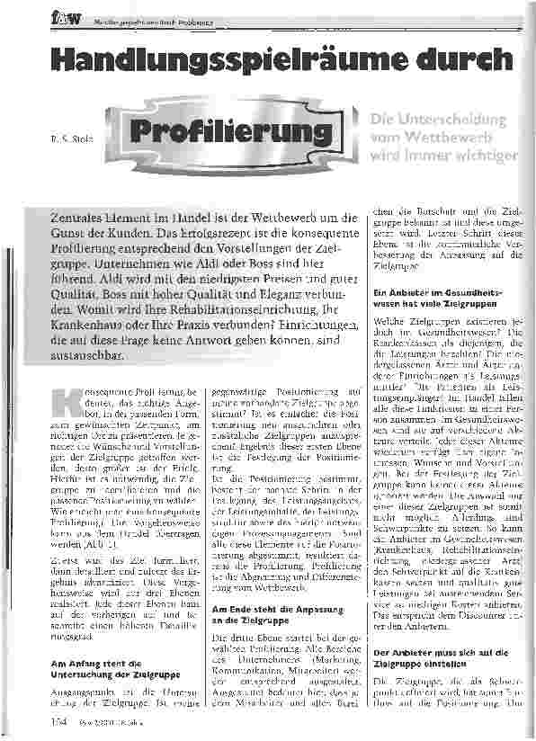 Vorschauseite 1: Handlungsspuelräume durch ProfilierungDie Unterscheidung vom Wettbewerb wird immer wichtiger