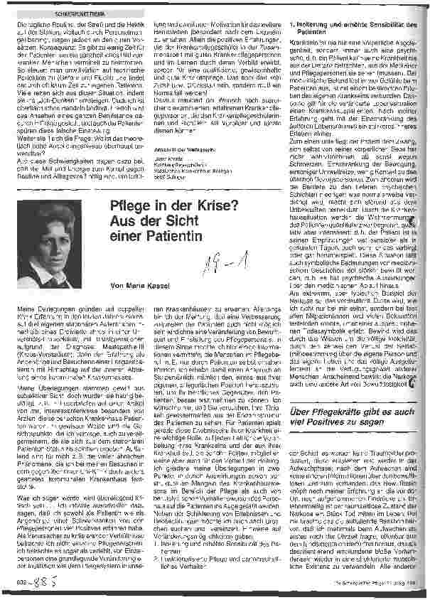 Vorschauseite 2: Plege in der Krise? Aus der Sicht einer Krankenpflegeschülerin