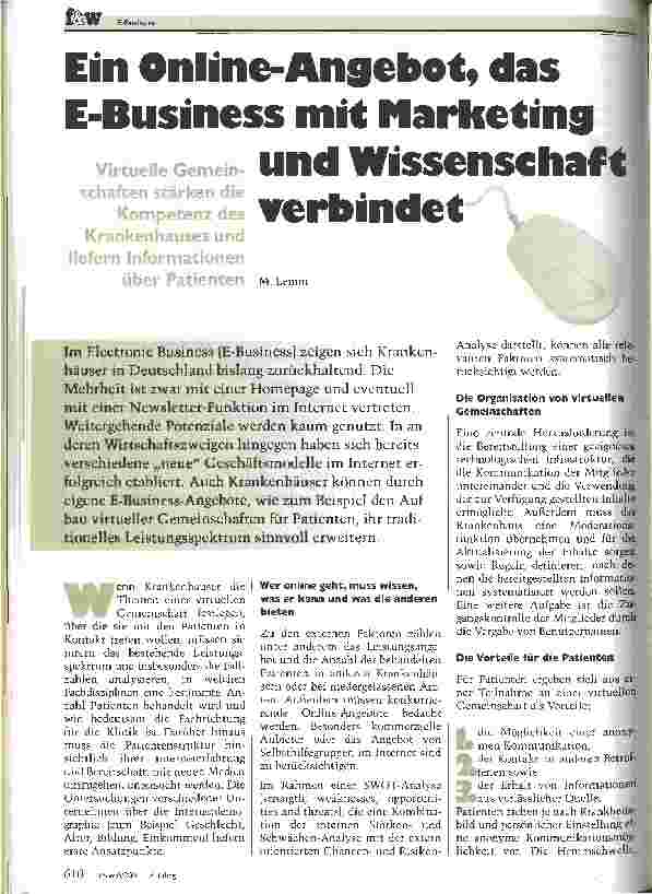 Vorschauseite 1: Ein Online-Angebot, das E-Business mit Marketing und Wissenschaft verbindet.