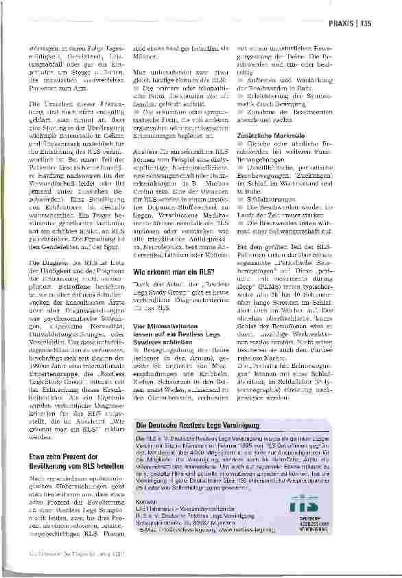 Vorschauseite 2: Das Restless Legs SyndromDas Syndrom der unruhigen Beine