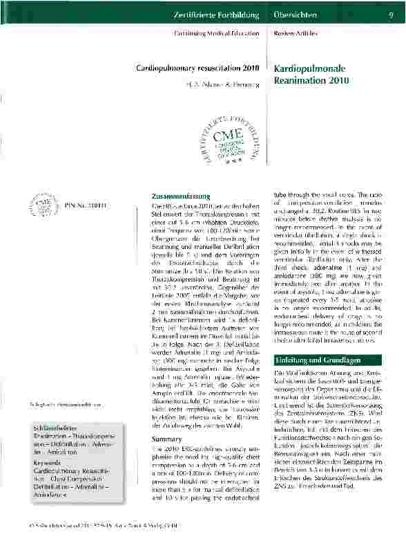 Vorschauseite 1: Kardiopulmonale Reanimation 2010