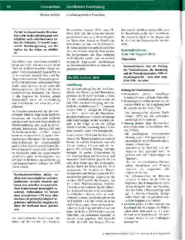 Vorschauseite 2: Kardiopulmonale Reanimation 2010