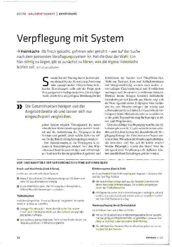 Vorschauseite 1: Verpflegung mit System