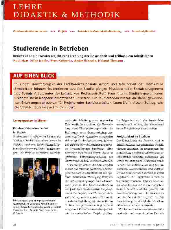 Vorschauseite 1: Studierende in Betrieben