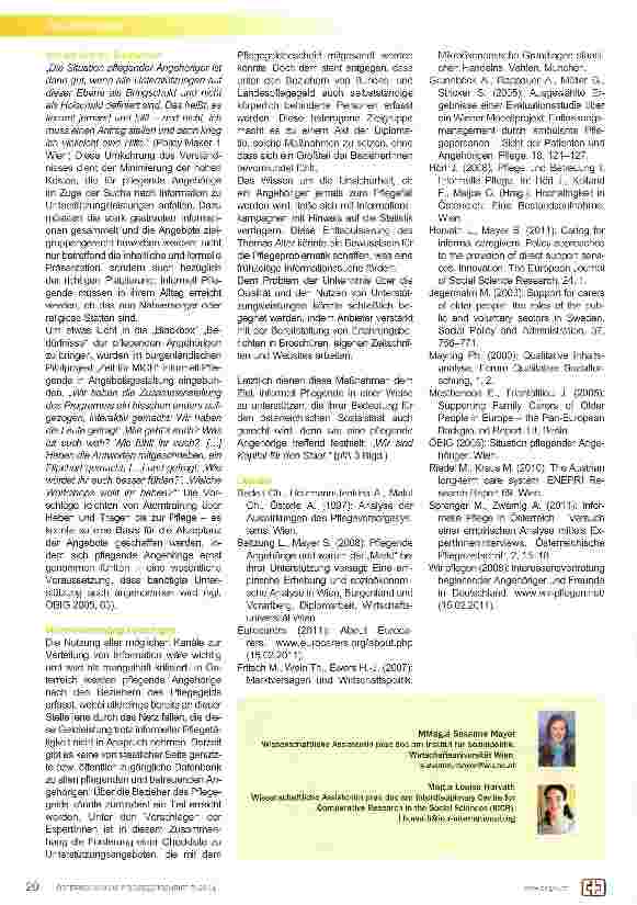 Vorschauseite 4: Unterstützungsleistungen für informell Pflegende: eine empirische Analyse Wie pflegende Angehörige unterstützt werden können