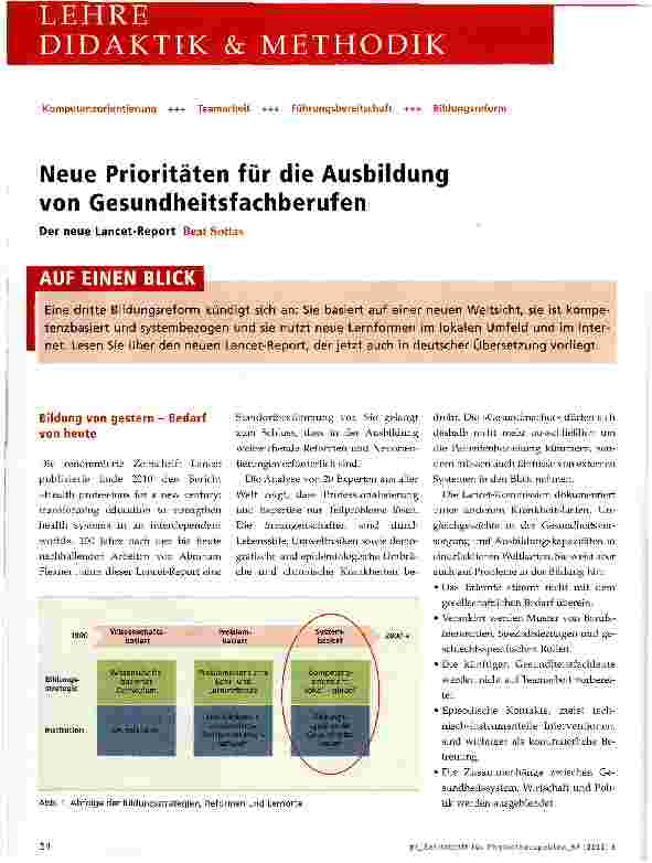 Vorschauseite 1: Neue Prioritäten für die Ausbildung von Gesundheitsfachberufen