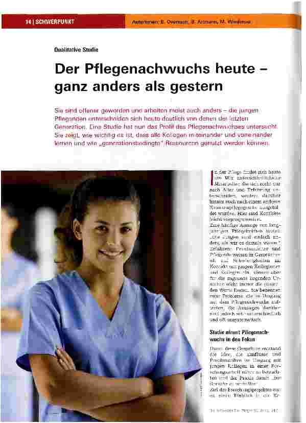 Vorschauseite 1: Der Pflegenachwuchs heute ganz anders als gestern