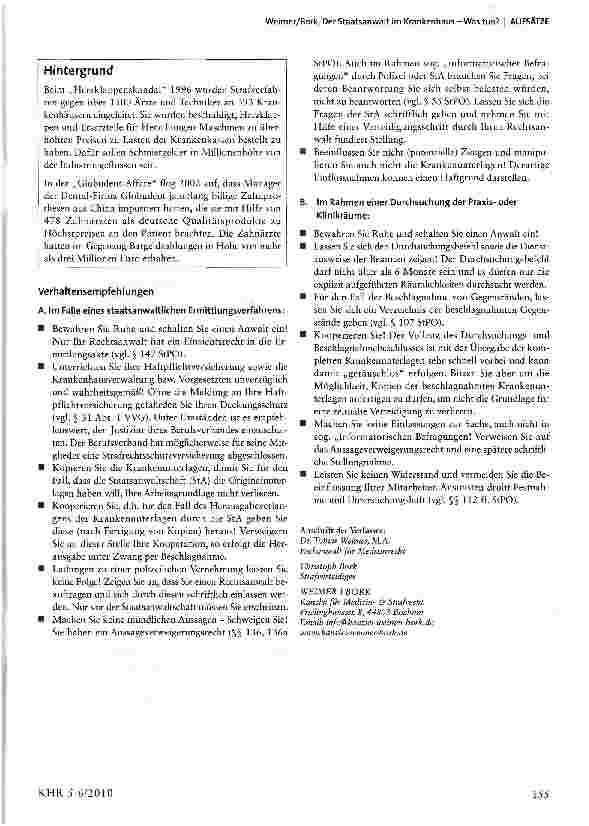 Vorschauseite 2: Der Staatsanwalt im Krankenhaus - Was tun?