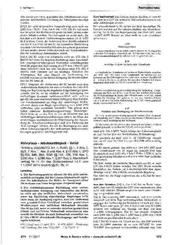 Vorschauseite 3: Gewerkschaftlicher Beseitigungsanspruch bei tarifwidrigen betrieblichen RegelungenGG Art. 9 Abs. 3; BGB §§823, 1004; ZPO §253 Abs. 2, §940; ArbGG§2a