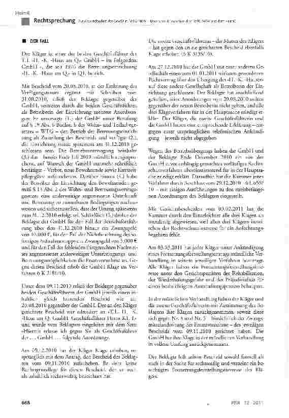 Vorschauseite 2: Zur Anwendbarkeit der GewO im WTG NRW -Unterschiede zwischen dem WTG NRW und dem HeimG