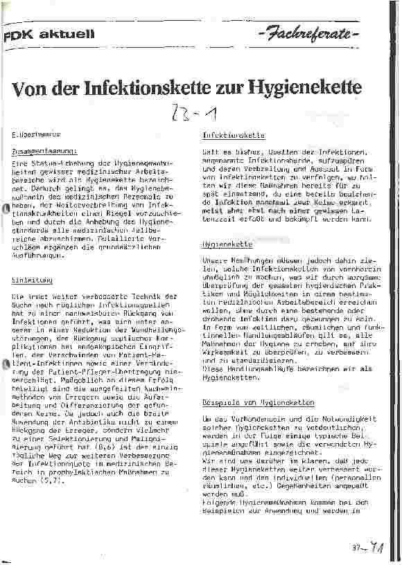 Vorschauseite 1: Von der Infektionskette zur Hygienekette