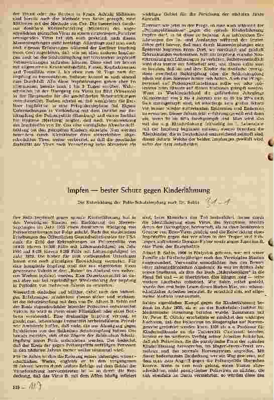 Vorschauseite 1: Impfen - bester Schutz gegen Kinderlähmung