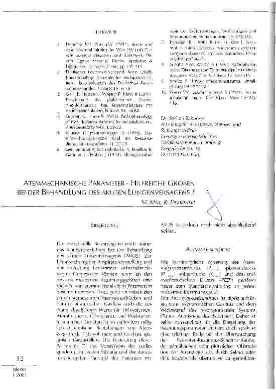 Vorschauseite 1: Atemmechanische Parameter - Hilfreiche Größen bei der Behandlung des akuten Lungenversagens?