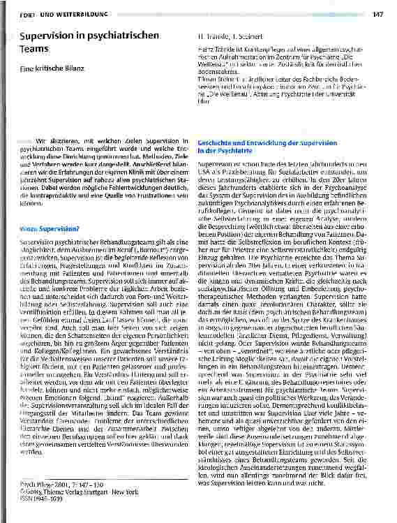 Vorschauseite 1: Supervision in psychatrischen Teams Eine kritische Bilanz