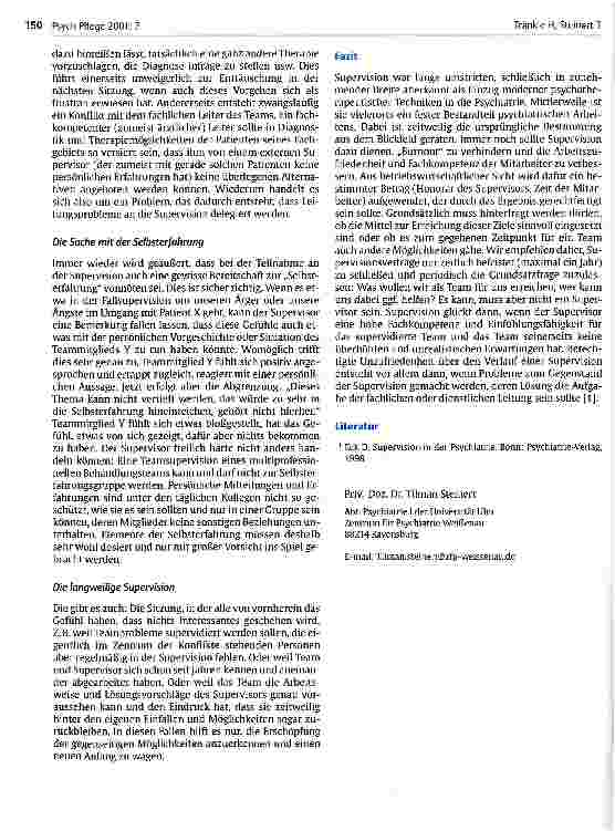 Vorschauseite 4: Supervision in psychatrischen Teams Eine kritische Bilanz