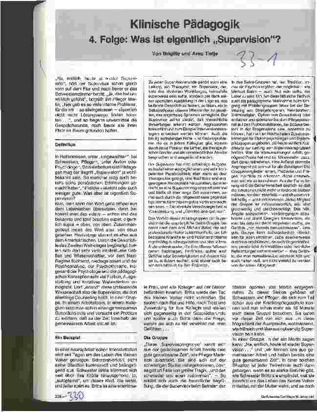 Vorschauseite 1: Klinische Pädagogik 4. Folge: Was ist eigentlich Supervision