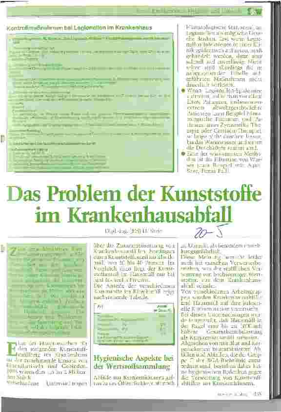 Vorschauseite 1: Das Problem der Kunststoffe im Krankenhausabfall