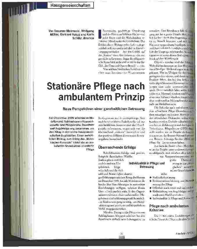 Vorschauseite 1: Stationäre Pflege nach ambulantem Prinzip