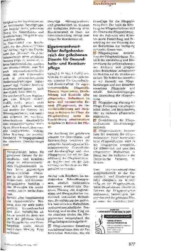 Vorschauseite 2: Eigenund mitverantwortliche Tätigkeitsbereiche in der Gesunheitsund Krankenpflege Österreichs