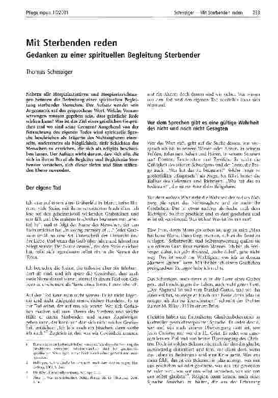 Vorschauseite 1: Mit Sterbenden reden Gedanken zu einer spirituellen Begleitung Sterbender