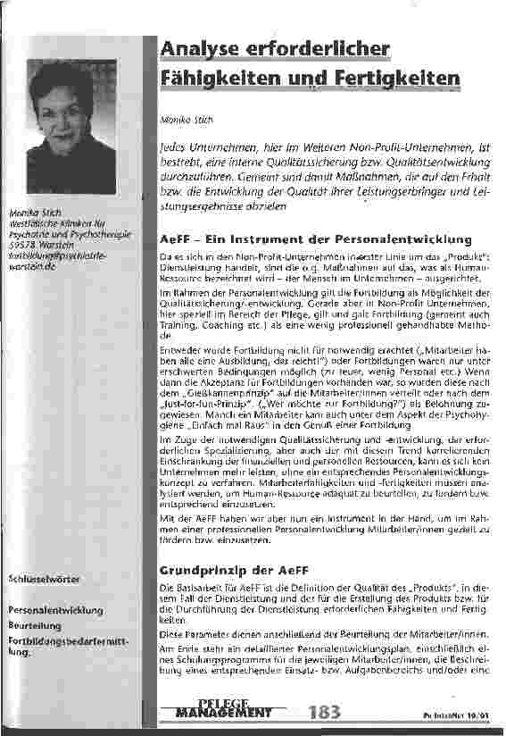 Vorschauseite 1: Analyse erforderlicher Fähigkeiten und Fertigkeiten