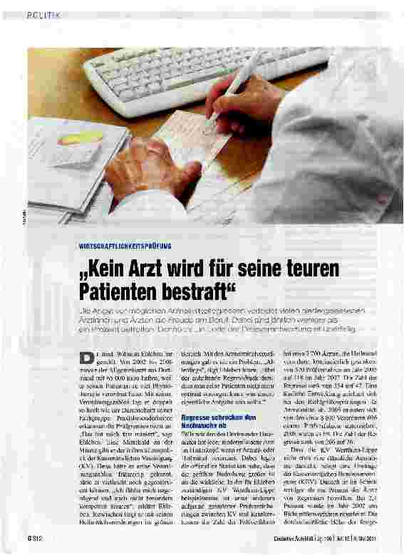 Vorschauseite 1: „Kein Arzt wird für seine teuren Patienten bestraft