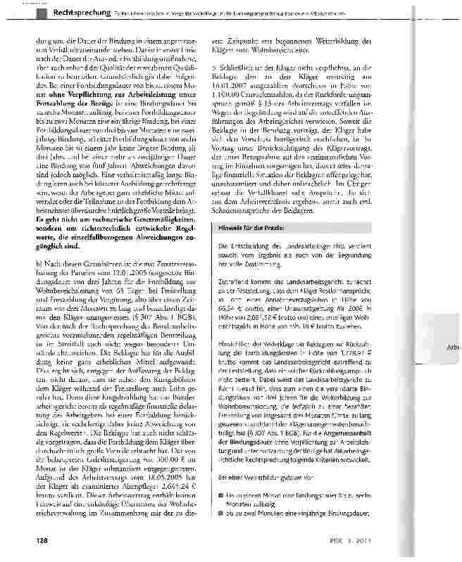 Vorschauseite 3: Zu Restlohnansprüchen im Wege der Widerklage um Rückzahlungsansprüche aus beendetem Arbeitsverhältnis BGB§307Abs. 1(§611, §615