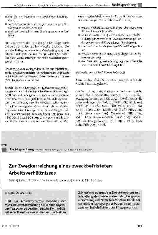 Vorschauseite 4: Zu Restlohnansprüchen im Wege der Widerklage um Rückzahlungsansprüche aus beendetem Arbeitsverhältnis BGB§307Abs. 1(§611, §615