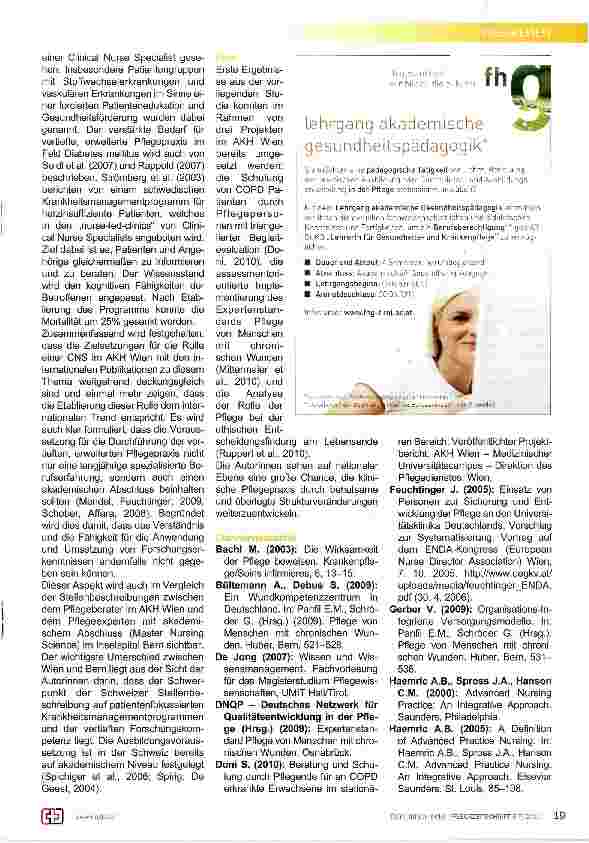 Vorschauseite 5: Von der Pflegeberatung zu Advanced Nursing Practice: eine visionäre Wegbeschreibung für das Allgemeine Krankenhaus der Stadt Wien - Medizinischer Universitätscampus (AKH Wien)