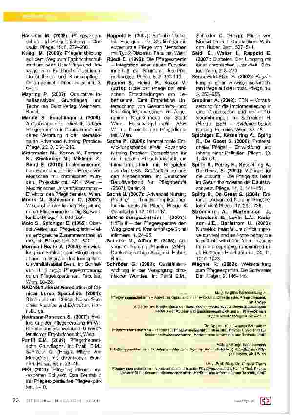 Vorschauseite 6: Von der Pflegeberatung zu Advanced Nursing Practice: eine visionäre Wegbeschreibung für das Allgemeine Krankenhaus der Stadt Wien - Medizinischer Universitätscampus (AKH Wien)