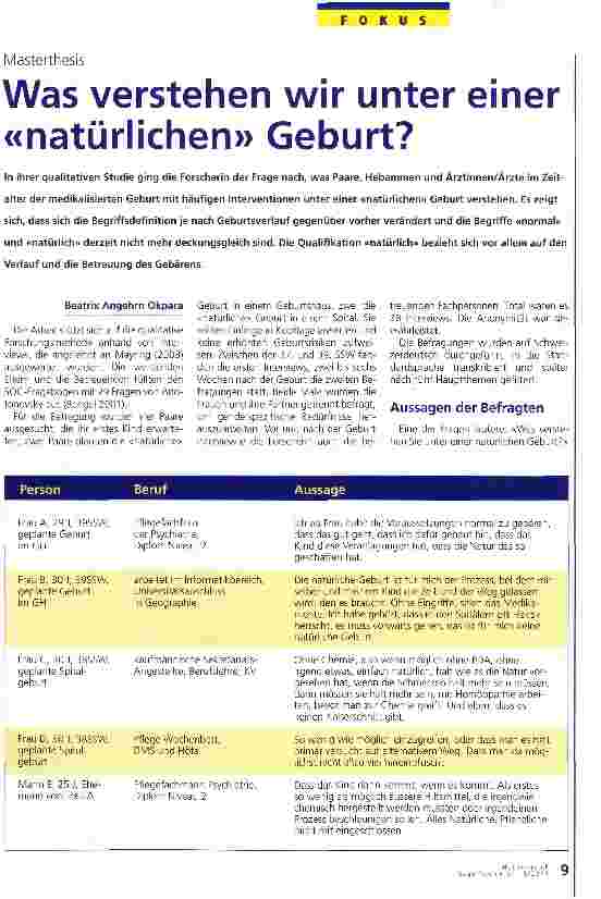 Vorschauseite 1: Was verstehen wir unter einer «natürlichen» Geburt?