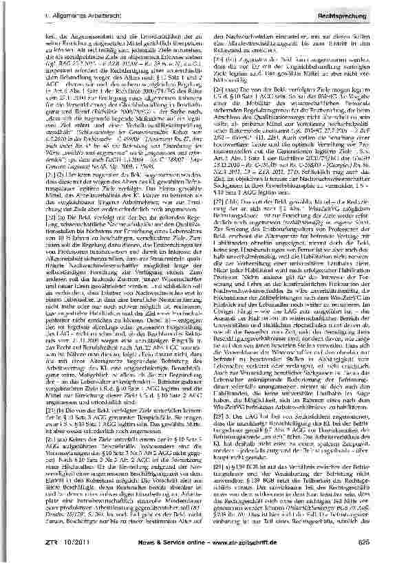 Vorschauseite 2: Altersdiskriminierende Vereinbarung der Dauer eines befristeten Arbeitsvertrags (Nachwuchswissenschaftler)