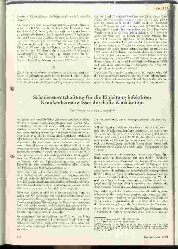 Vorschauseite 1: Schadenersatzhaftung für die Einleitung infektiöser Krankenhausabwässer durch die Kanalisation
