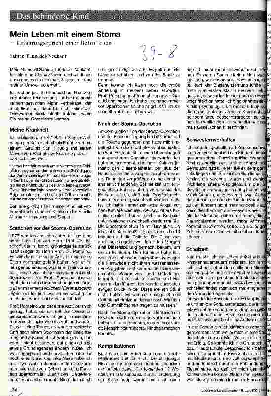 Vorschauseite 1: Mein Leben mit einem Stoma -Erfahrungsbericht einer Betroffenen