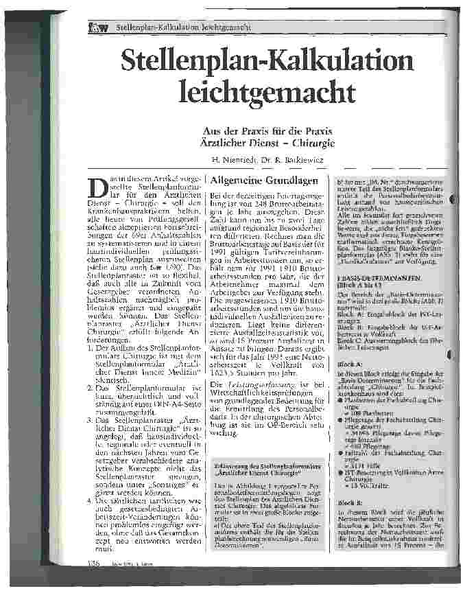 Vorschauseite 1: Stellenplan-Kalkulation leichtgemacht Aus der Praxis für die Praxis: Ärztlicher Dienst - Chirurgie