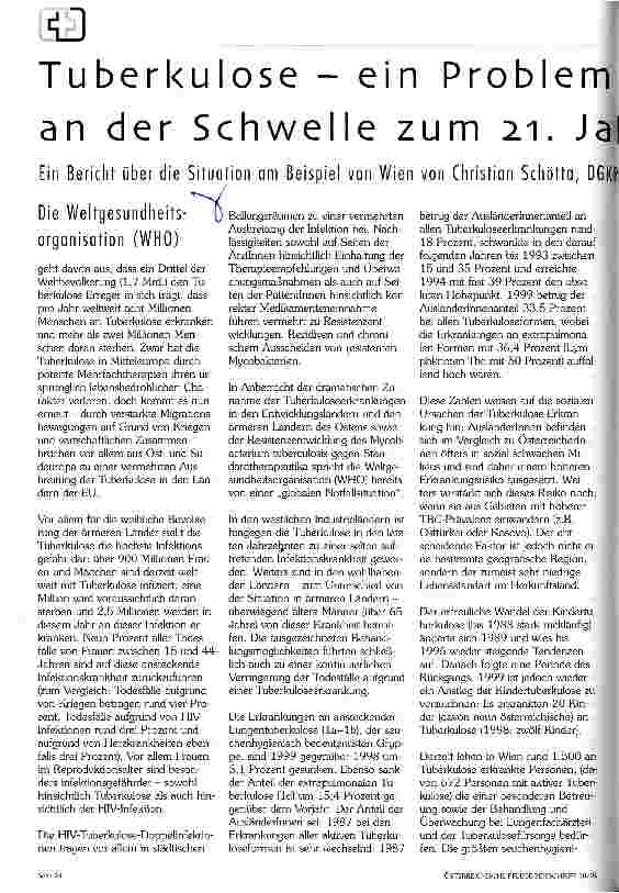 Vorschauseite 1: Tuberkulose - ein Problem an der Schwelle zum 21. Jahrhundert