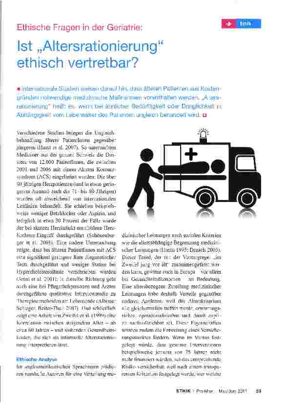 Vorschauseite 1: Ethische Fragen in der Geriatrie:Ist „Altersrationierung ethisch vertretbar?