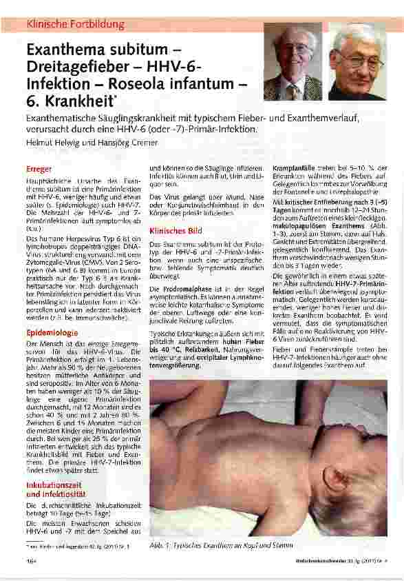 Vorschauseite 1: Exanthema subitum -Dreitagefieber - HHV-6-Infektion - Roseola infantum -6. Krankheit