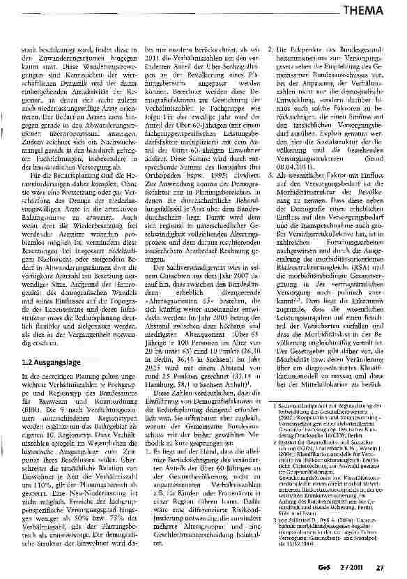 Vorschauseite 2: Möglichkeiten der fachgruppenspezifischen Risikoadjustierung der Verhältniszahlen für eine zeitgemäße Versorgungsplanung