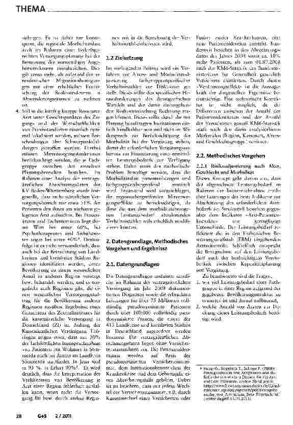 Vorschauseite 3: Möglichkeiten der fachgruppenspezifischen Risikoadjustierung der Verhältniszahlen für eine zeitgemäße Versorgungsplanung