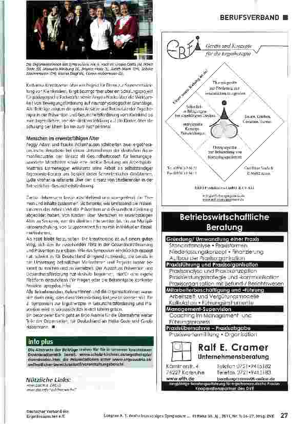 Vorschauseite 2: „Dem Leben nicht nur Jahre, sondern den Jahren mehr Leben(-squalität) geben1. deutschsprachiges Symposium zur Ergotherapie in Gesundheitsförderung und Prävention