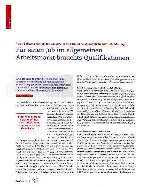Vorschauseite 1: Für einen Job im allgemeinen Arbeitsmarkt brauchts Qualifikationen