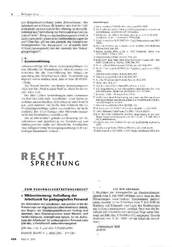 Vorschauseite 1: Mitbestimmung: Aufteilung der Arbeitszeit für pädagogisches Personal