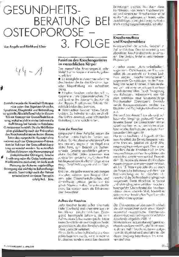 Vorschauseite 1: Gesundheitsberatung bei Osteoporose - 3. Folge