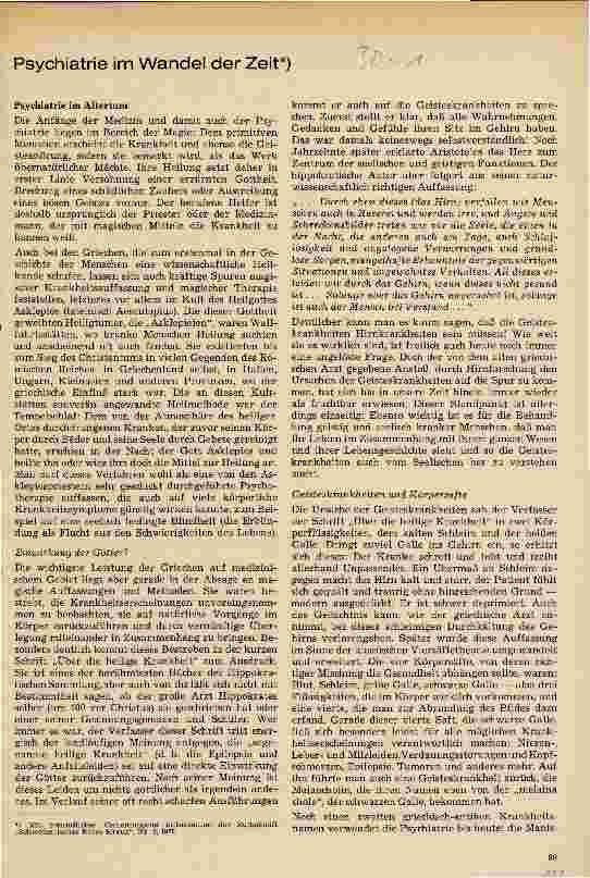 Vorschauseite 1: Psychiatrie im Wandel der Zeit