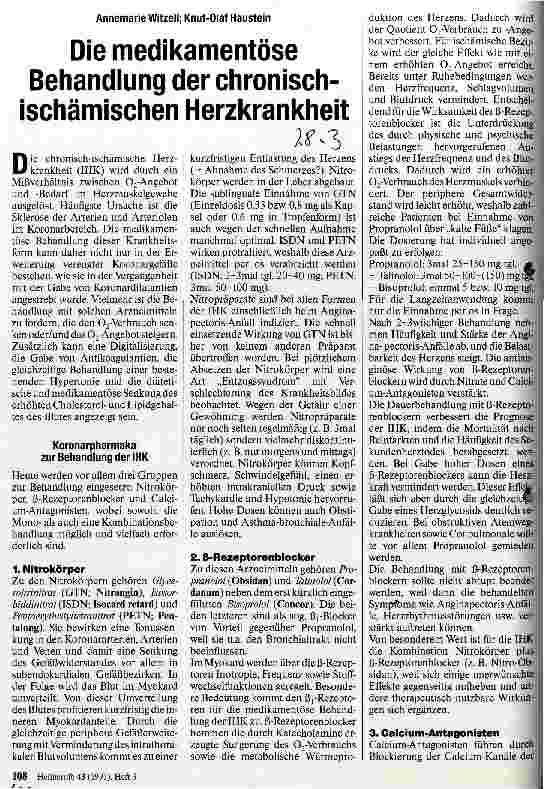 Vorschauseite 1: Die medikamentöse Behandlung der chronisch-ischämischen Herzkrankheit