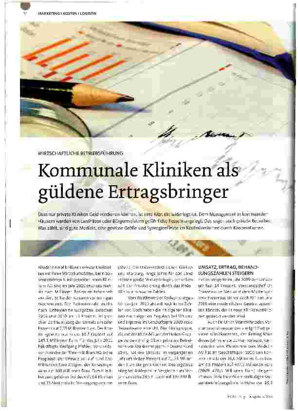 Vorschauseite 1: Kommunale Kliniken als güldene Ertragsbringer